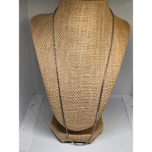 Silver Tone Chain Necklace Thin Box Link Delicate Minimalist Jewelry